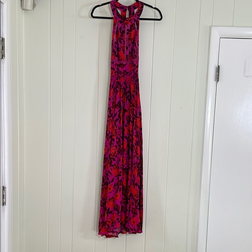 Pink Halter Sleeveless Maxi Gown
